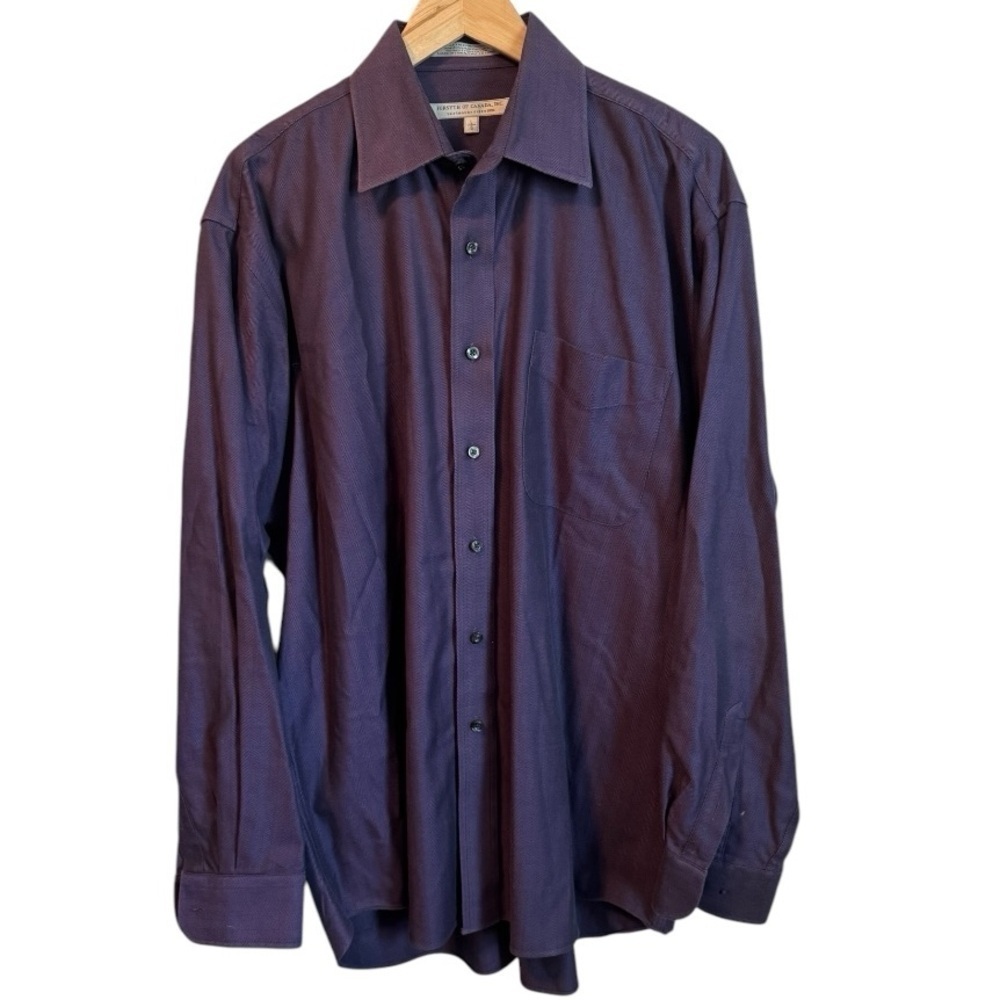 Forsyth of Canada, Inc 100% Cotton Button Down Shirt, Dark Purple, Size Large